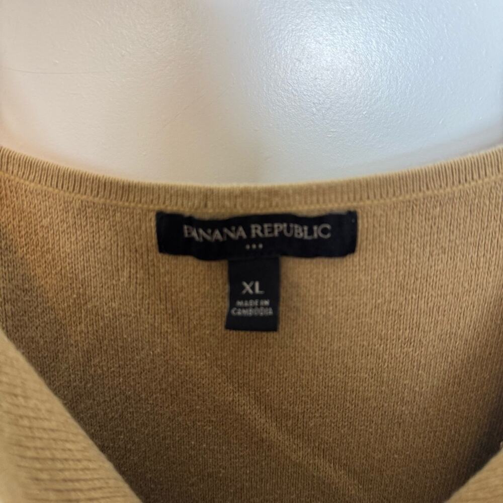 Banana Republic Knit Ribbed Midi Dress Tan Stretchy High Neck Size XL - Picture 3 of 6